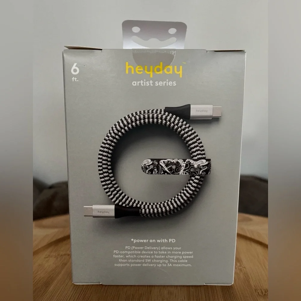 Heyday Artist Series 6’ USB-C to USB-C Fast Charging Cable, NIB